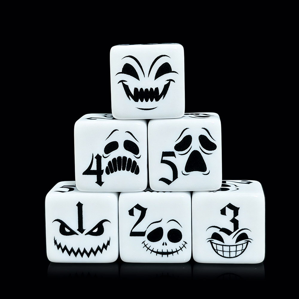 12 dados D6 con diseño de cara - Board Game Horror reseña y precio